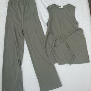 H&M Olive Green Sleeveless Top and Pants Set
